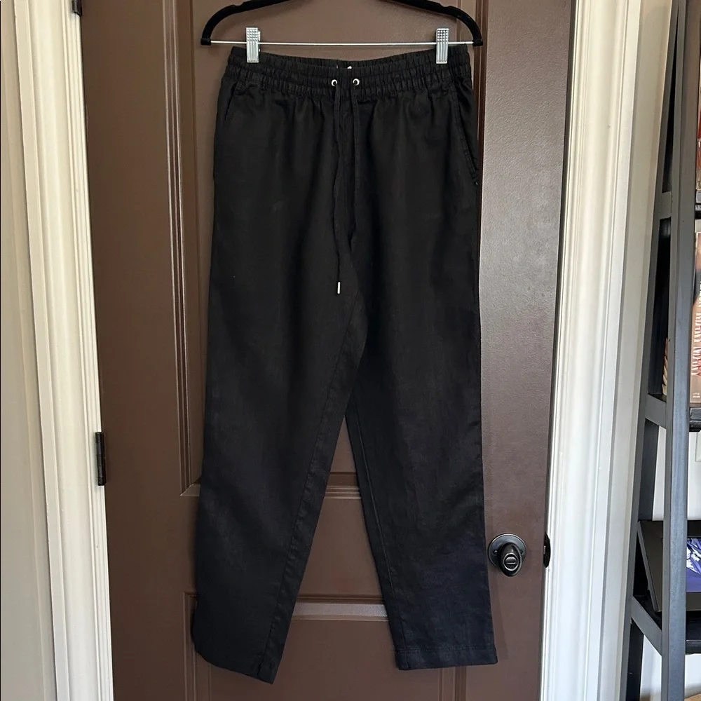 H&M Black Linen Tapered Pants | Drawstring Waist | Women’s Small | EUC